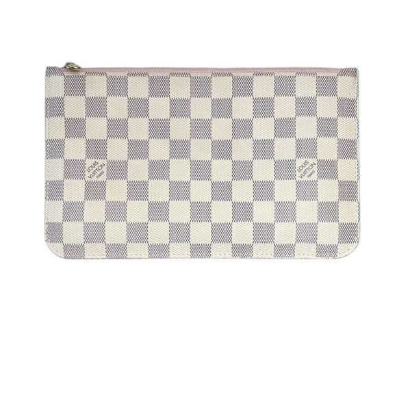 Louis Vuitton Damier Azur Neverfull MM Pouch, Rose Ballerine Pink Interior, COA - Picture 9 of 15